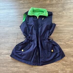 Ralph Lauren Reversable Windbreaker Navy Green Cinch Waist Multi Pocket SZ M